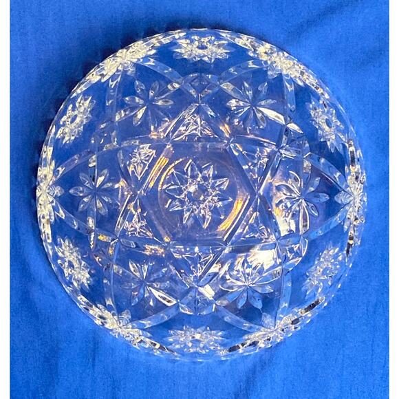VTG Anchor Hocking Glass Serving Bowl Star of David Pattern 8.5" x 3.5" Sawtooth - Picture 5 of 9